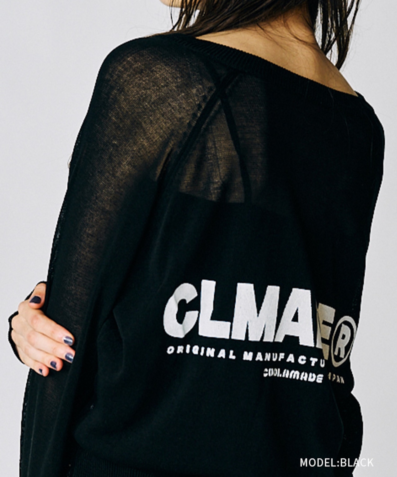 ロゴVネックシアーニットTOPS (BLACK) CQ-49014