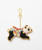 幸せをよぶ　ザリ刺繡バッグチャーム／キーチャーム　パンダ