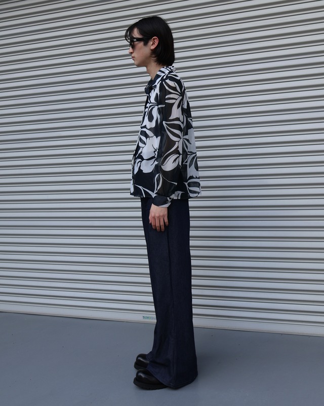 opencollar sheer aloha shirt