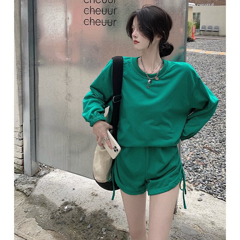 オータムカラールーズプルオーバー Tシャツ ハイウェストプリーツショーツ ロング 秋物 ブルマー ピュア ガールズファッション41768451572