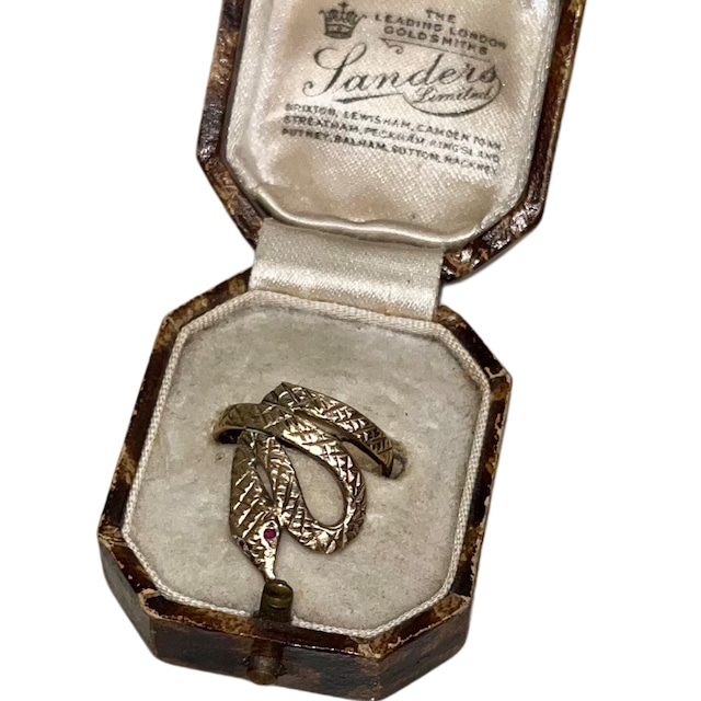 vintage 9ct gold snake with ruby eye