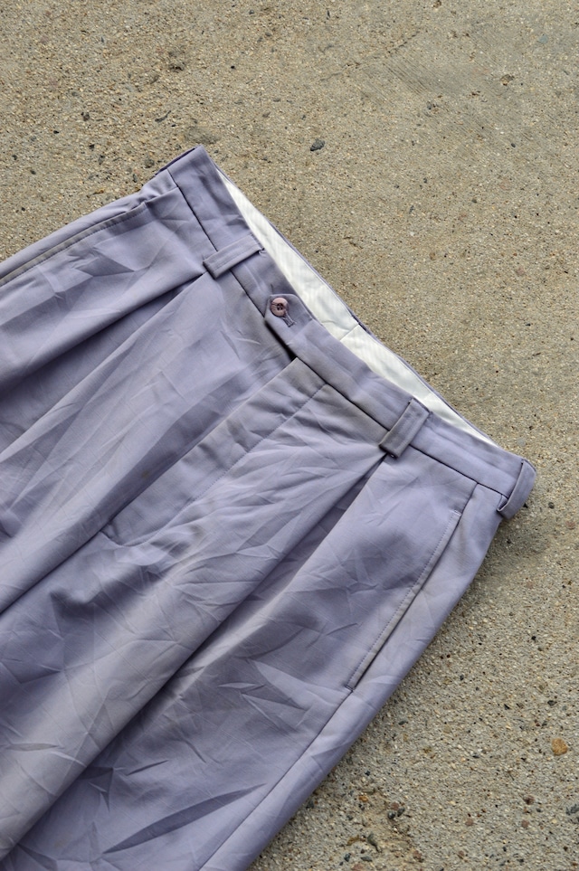STACY ADAMS 1980's-90's From USA Center Intuck Wide Slacks Windowpen Polyblend Rayon ステイシーアダムス 80s ワイドスラックス