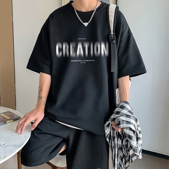 【予約販売】メンズ セットアップ スエット 上下 半袖 ハーフパンツ ストリート ホワイト/ブラック/ライトブルー/ブルー/ベージュ 部屋着 韓国 ジム スポーツウエア カジュアル 春 夏 大きいサイズ M/L/XL/2XL/3XL