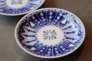 染付 葉文 中皿 約五寸/Blue and white medium size plate