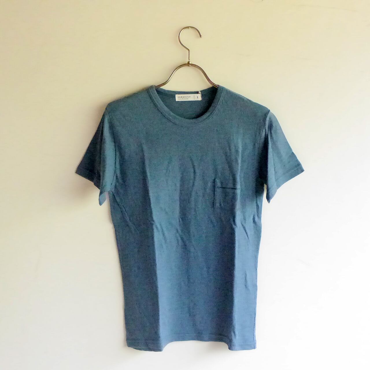 ラフィーガーゼCネックカットソー 半袖 SAX BLUE