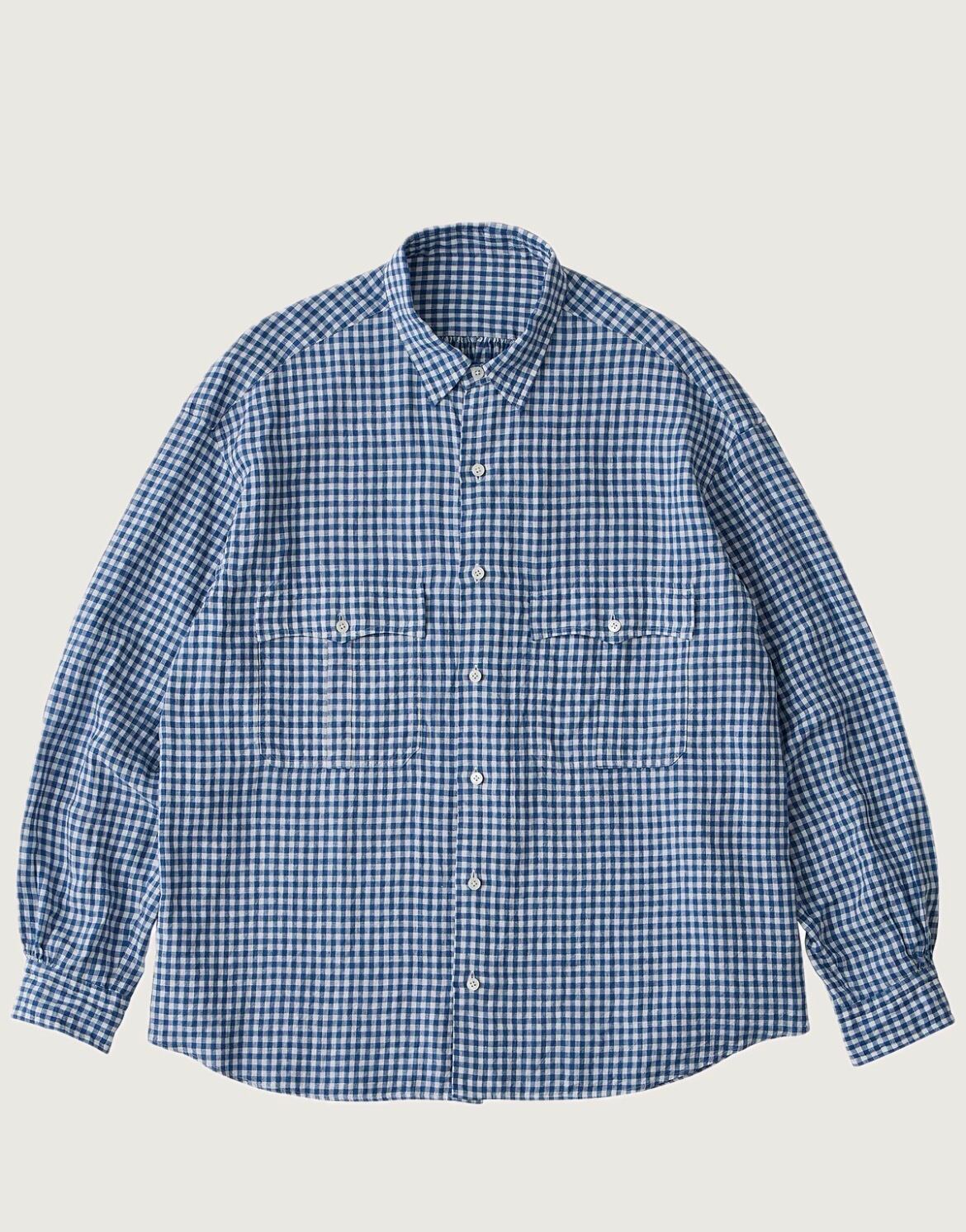 PORTERCLASSIC〉ROLL UP LINEN GINGHAM CHECK SHIRT | CABANON