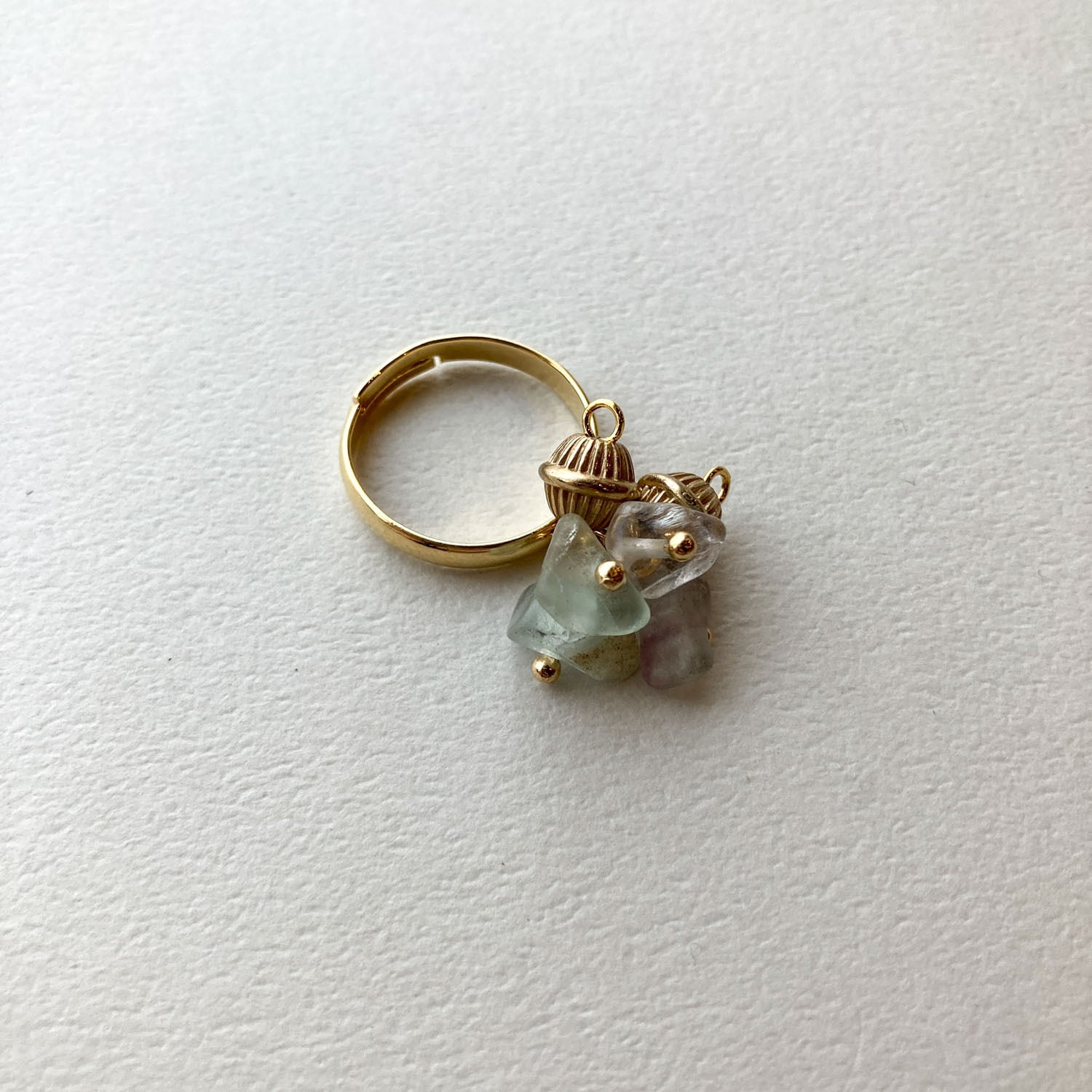 天然石とゴールドビーズのじゃらじゃらリング | Dua-アクセサリー