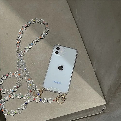 送料無料【予約商品】　(0084) 　クリスタル　　ストラップ　カラフル　　シンプル　大人可愛い　韓国　　 iPhoneケース　スマホケース