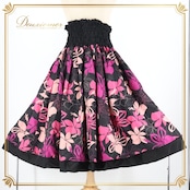 フラダンス 衣装 パウスカート ブラック系 ハワイアンプリント アロハ レッスン 練習 フラ ダンス ダブル スカート かわいい おしゃれ 華やか 鮮やか 花柄 フラワープリント ピンク系 パープル系 黒 ピンク 紫 ふんわり フラダンス衣装 ハワイアンスカート シフォン素材 リゾートスタイル フェミニン 南国風 カジュアル ボリューム感 ウエストゴムタイプ お洒落 コーディネート