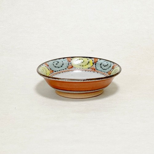 ＜赫三郎窯＞赤絵 色渦梅鉢紋 小鉢