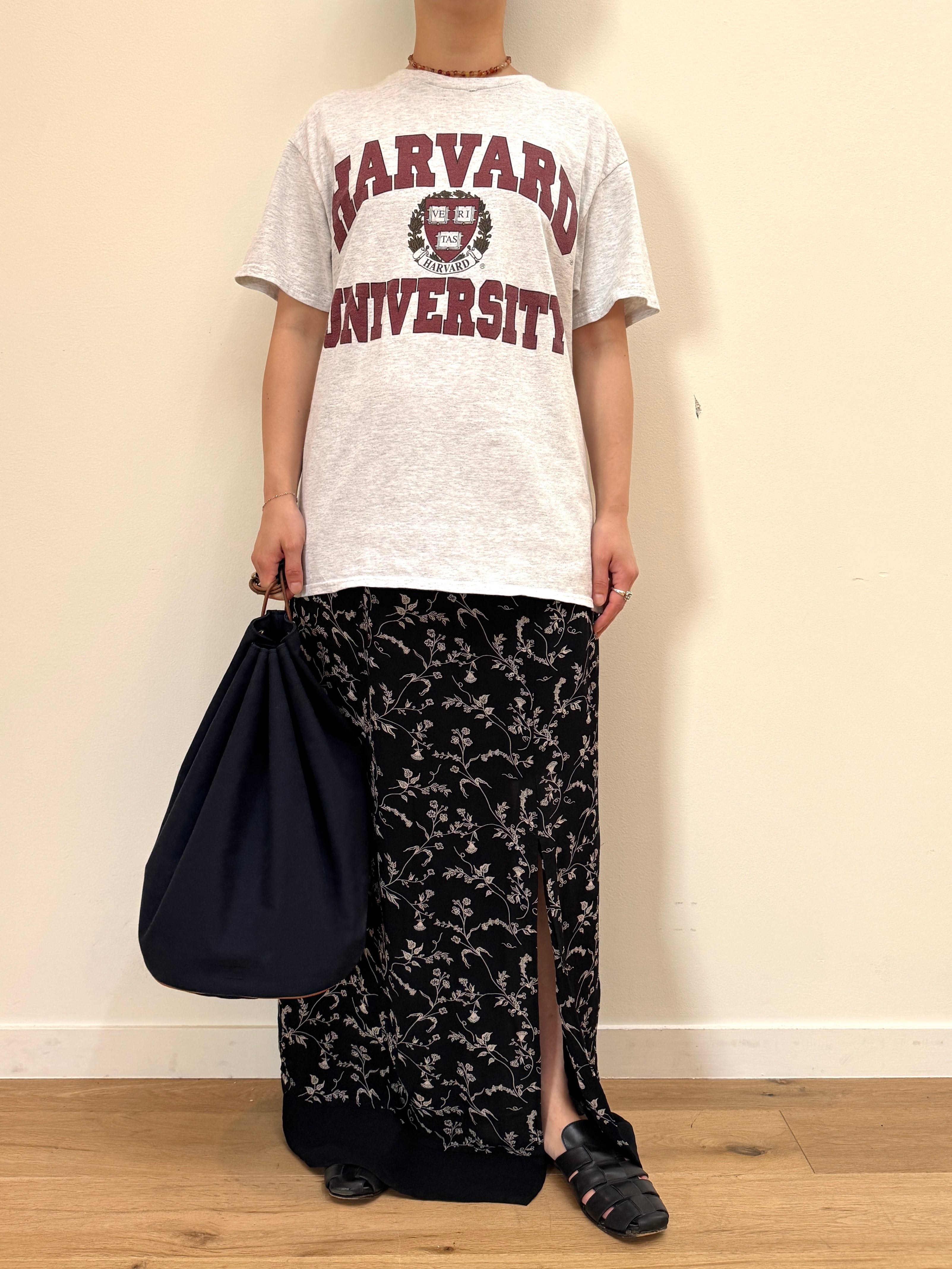 CU12-7 USED COLLEGE TEE "HARVARD UNIVERSITY" -GRAY-