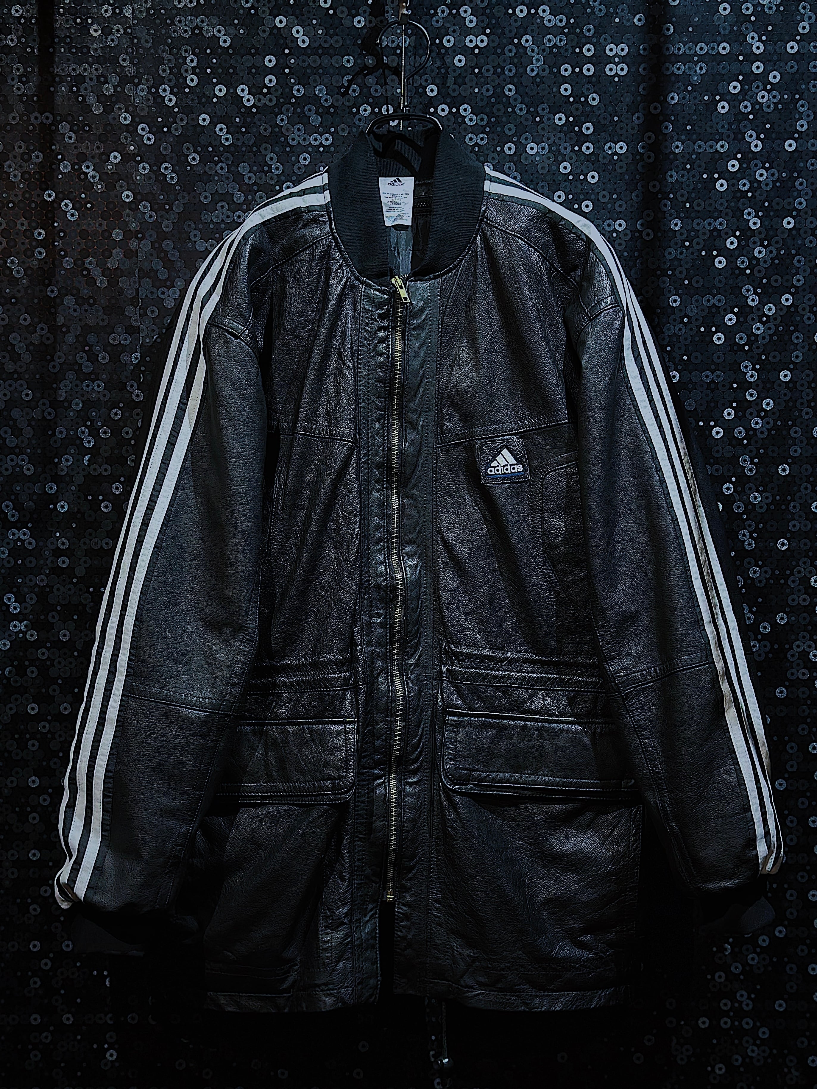【ÆIEM】special "original re:make" three stripe design vintage leather jacket three stripe edition