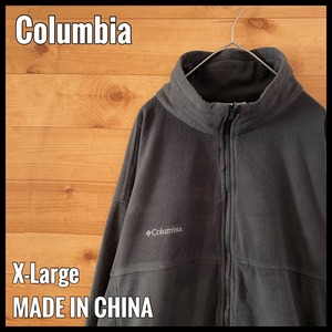 【Columbia】フリースジャケット ワンポイントロゴ  刺繍ロゴ ジップアップ フルジップ XL ビッグサイズ コロンビア ライトアウター US古着