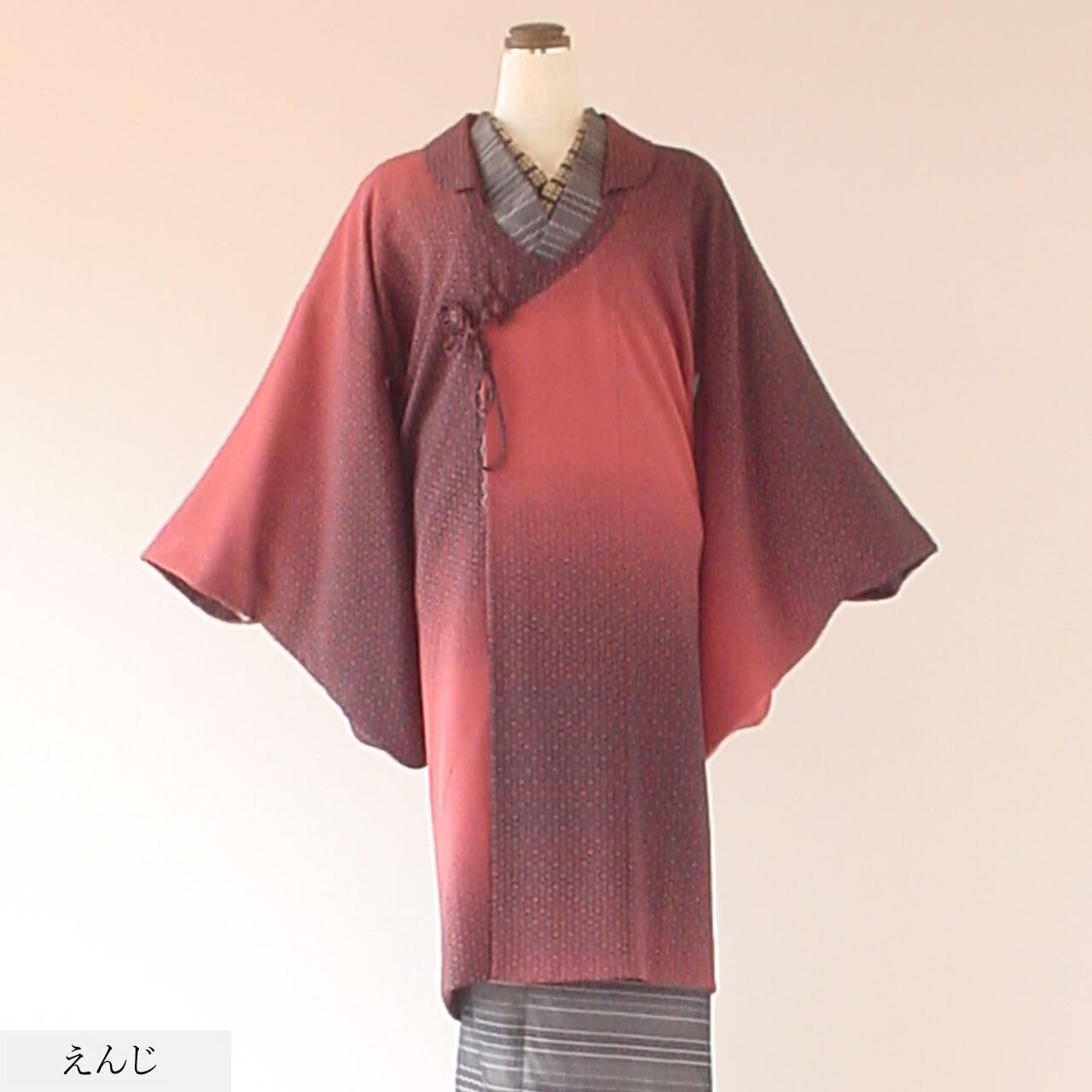 千代田被布衿コート 丹ちりミラー返し 衿取り外し可能 | 朱橙｜和装