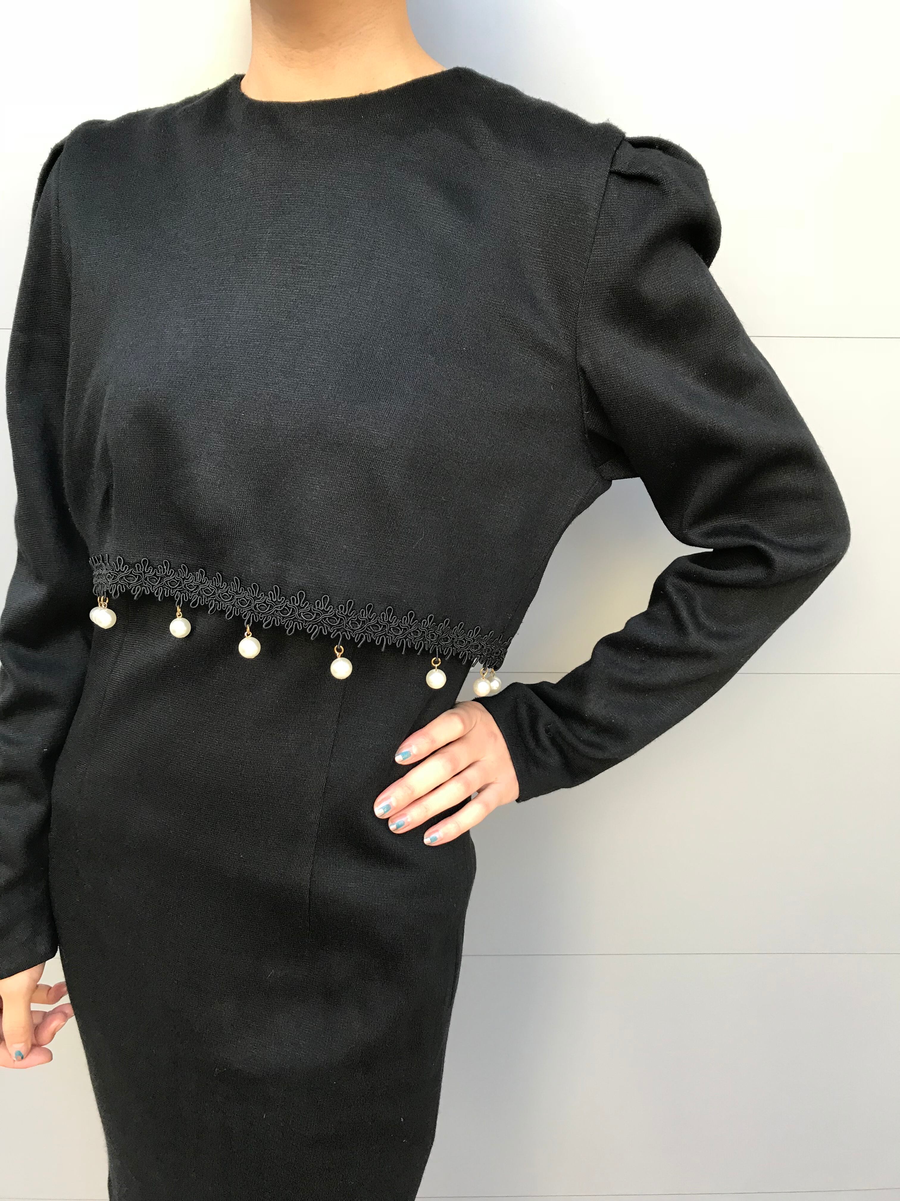 Vintage Perl  black knit dress ( ヴィンテージ  ブラック パール ニット ワンピース )