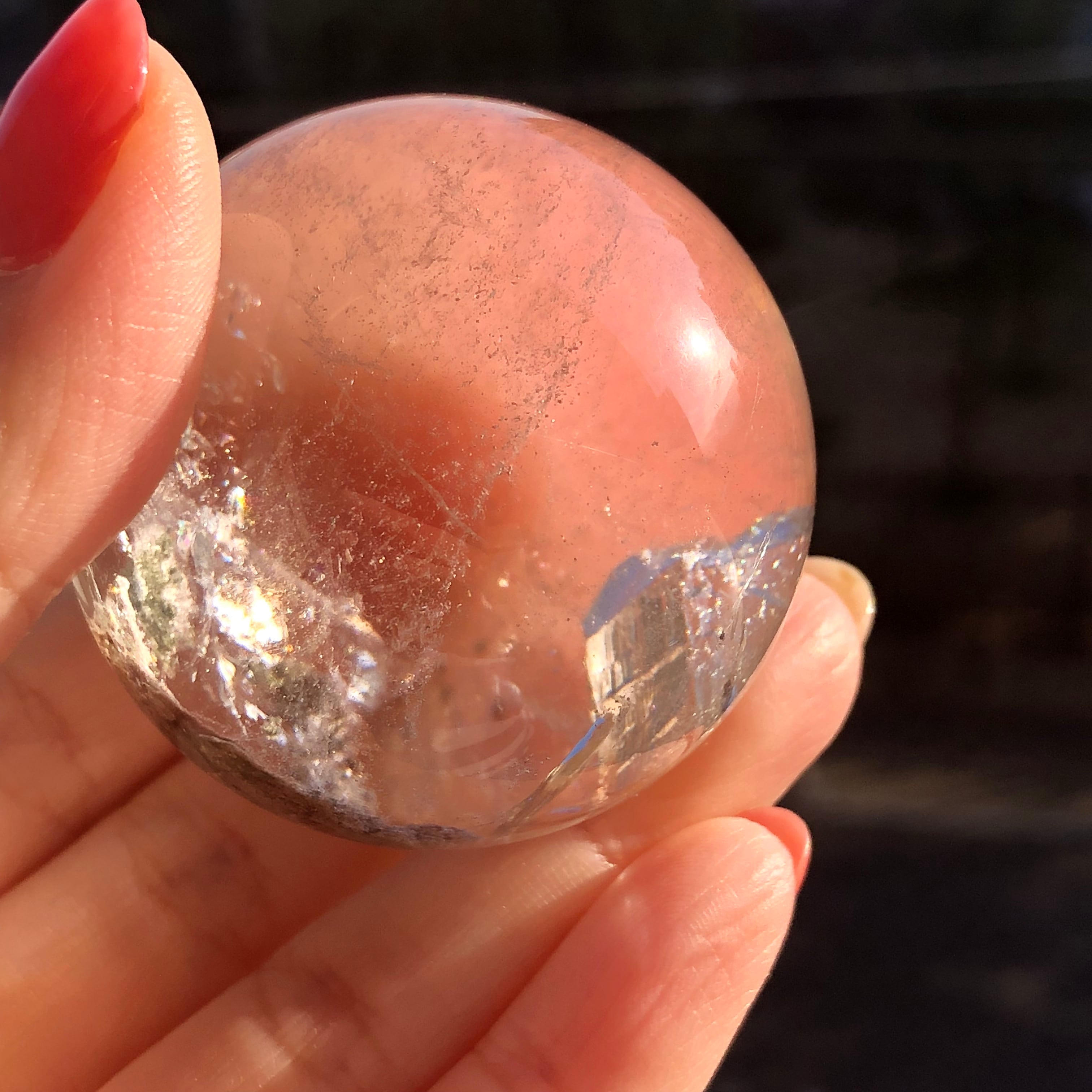 希少！貫入水晶の丸玉(ガーデン入り) | 虹色の星
