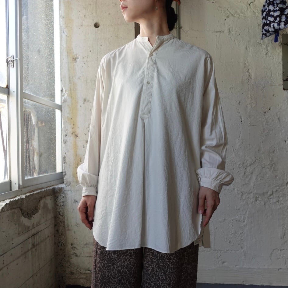 SP ORGANIC COTTON OXFORD BAND COLLAR SHIRT | KIKIRU