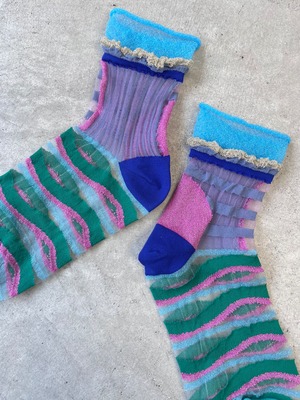 COQ KANAKOKAJIHARA /【23−25cm】wave echo sheer socks
