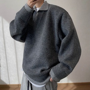 フェイクツーピース V ネックコントラストカラーニット　1041