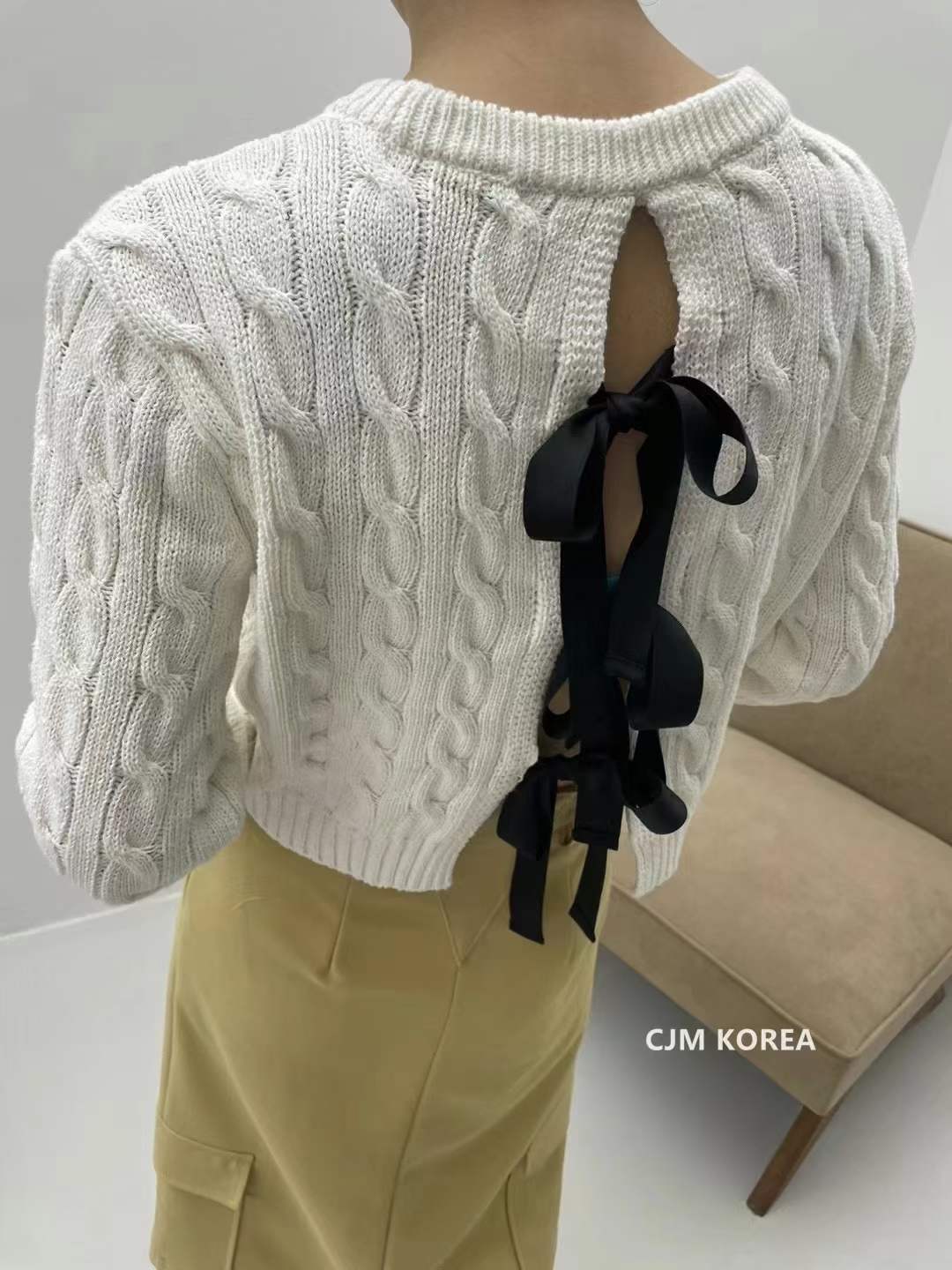 バッグリボンニットトップス　AJ1079-1183