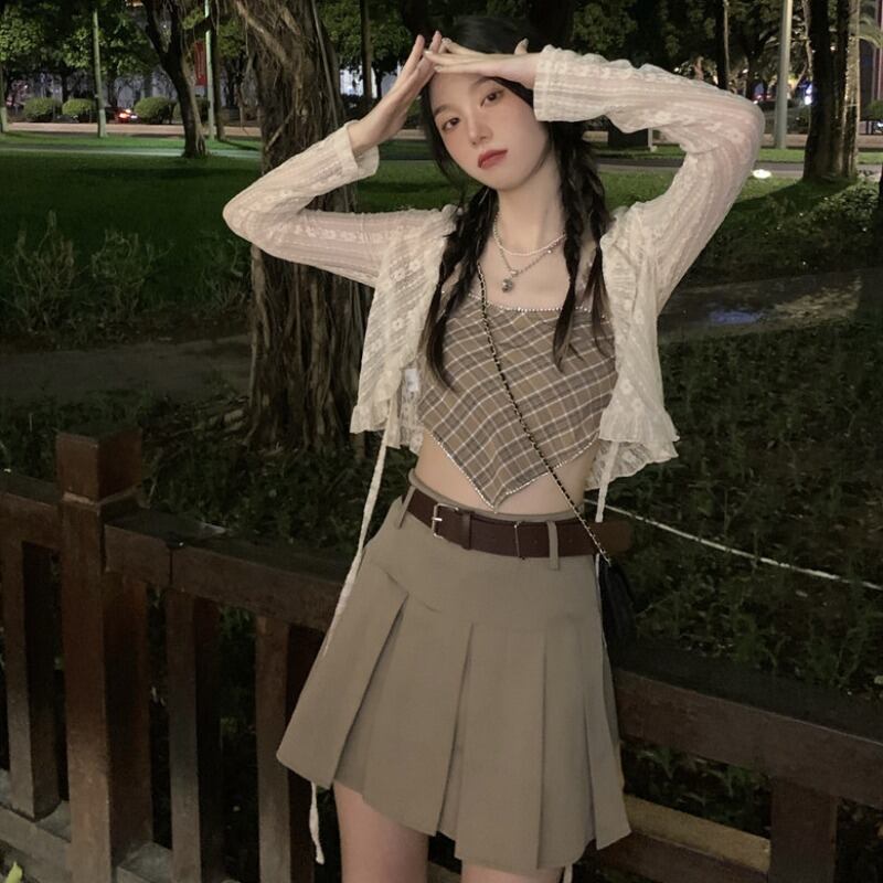 スカート サマーカーディガンプリーツ ストリート 夏物 1号婦人9284946623