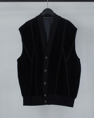 【Caka BLACK】80's〜90's Suede × Knit Line Euro Vintage Loose Vest