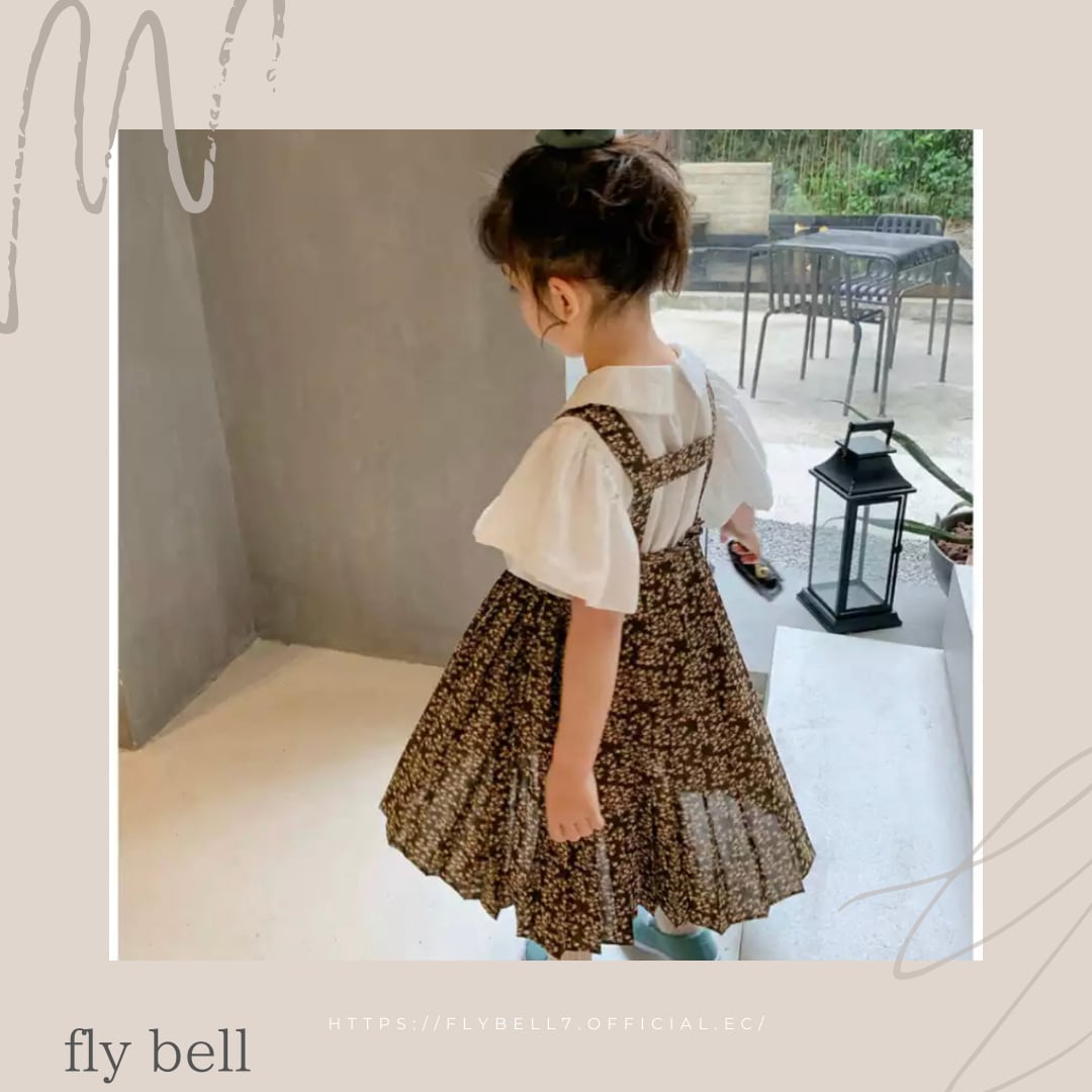 【予約】フリルブラウス+オーバーオールワンピースセット》》》》》ワンピース ブラウス オーバーオール ナチュラル 海外子供服