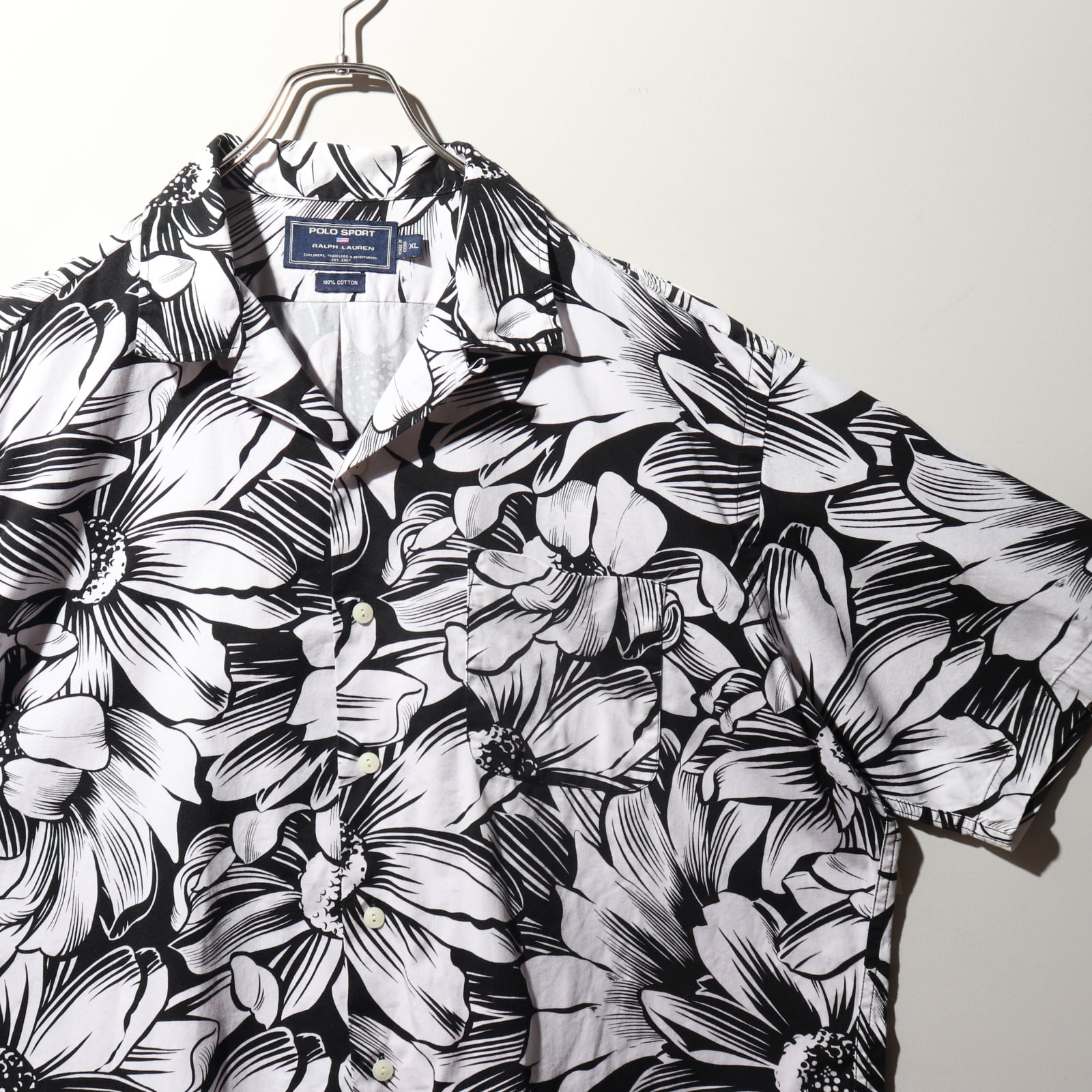 〈BAHAMAS 長袖アロハシャツ〉 総柄シャツ 日本製 レーヨン100% 花柄
