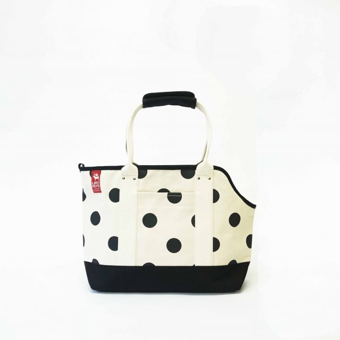 pet carry bag S / black x polka dot ペットキャリーバッグS / 墨 x