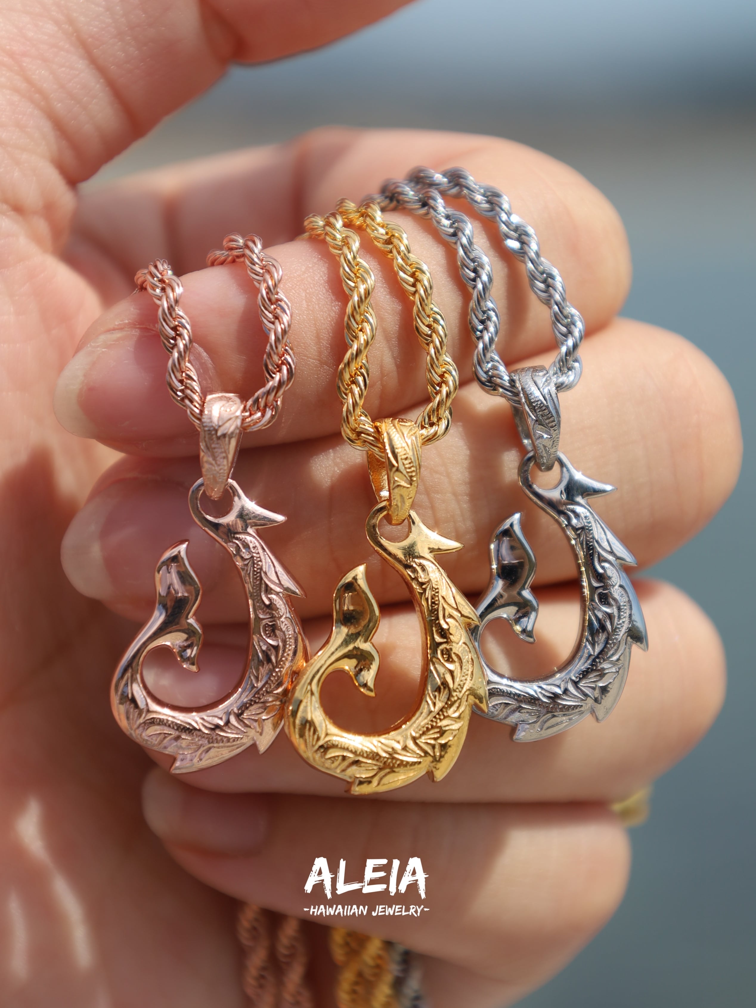 Fish hook & Whale tail Necklace [316L] ハワイアンジュエリー | ALEIA【Hawaiian jewelry  】サージカルステンレス powered by BASE