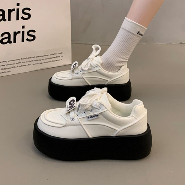 レトロラインプラットフォームスニーカー 2col   R01551