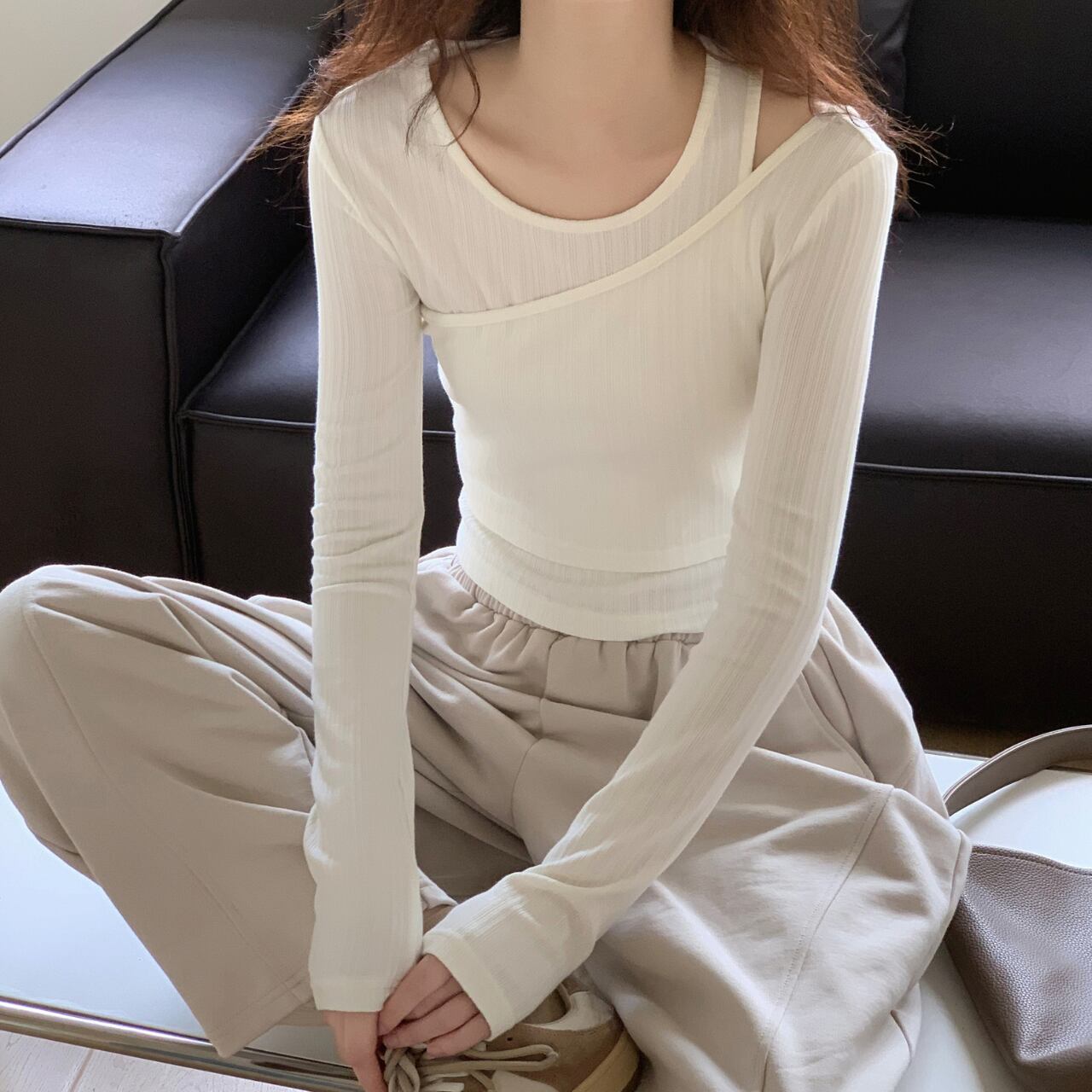 asymmetry layered-style top L0259