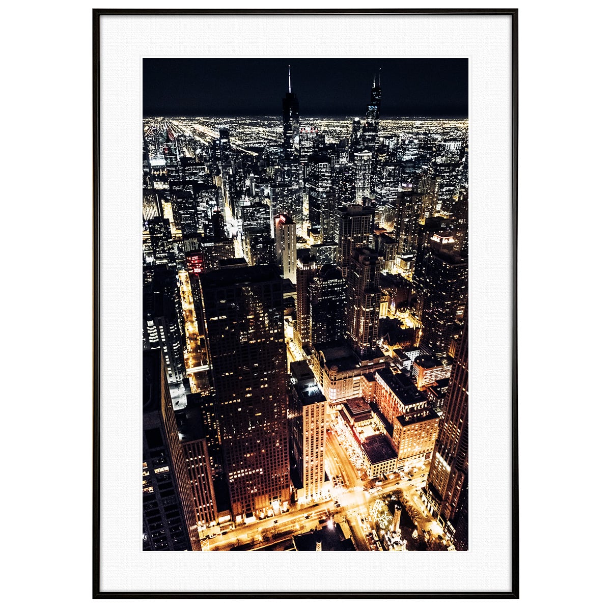 夜景写真 アメリカ シカゴ インテリアアートポスター額装 AS0454