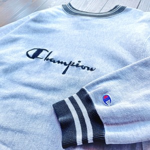 90s  Champion Reverse Weave Black Ribline Embroidery Logo Made in U.S.A Size　LARGE
