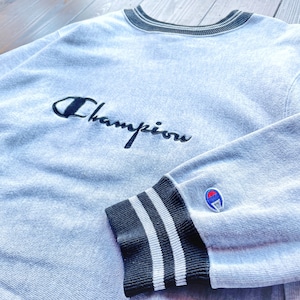 90s  Champion Reverse Weave Black Ribline Embroidery Logo Made in U.S.A Size　LARGE