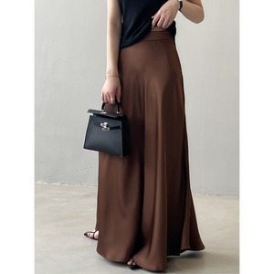 サテン フレア ロング スカート 10291