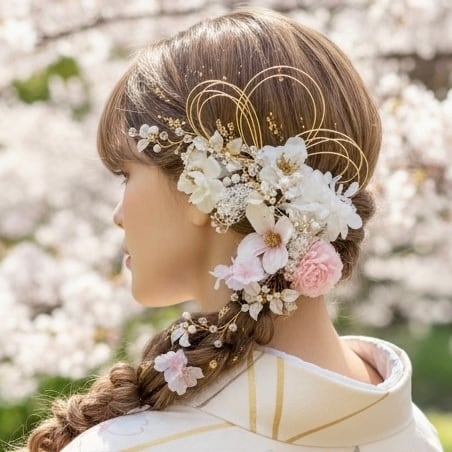 A560 ピンクカチューシャ 桜 髪飾り 卒業式 袴 成人式 振袖 結婚式