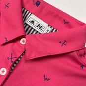 adidas GOLF アディダス ゴルフ 総柄 半袖 ポロシャツ サイズ L /ピンク/レディース
