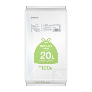 【努力特価】オルディ ごみ袋 結びひも付き 20L 半透明 100枚入 ギリギリまで物を入れられる 1枚ずつ取り出しやすい 持ち運び便利 収納袋 DT-HN20-100
