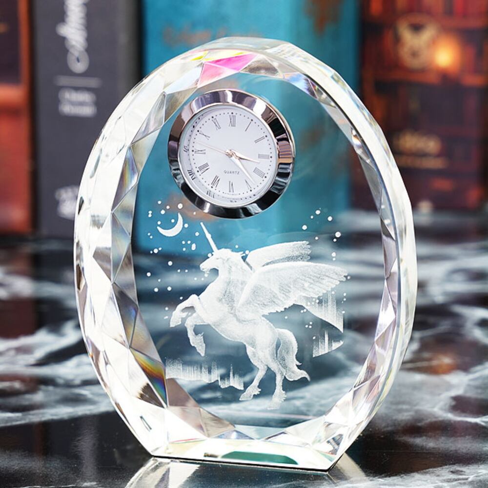 名入れの贈り物 クリスタル 置き時計 ペガサス SFC-4 還暦 退職祝い