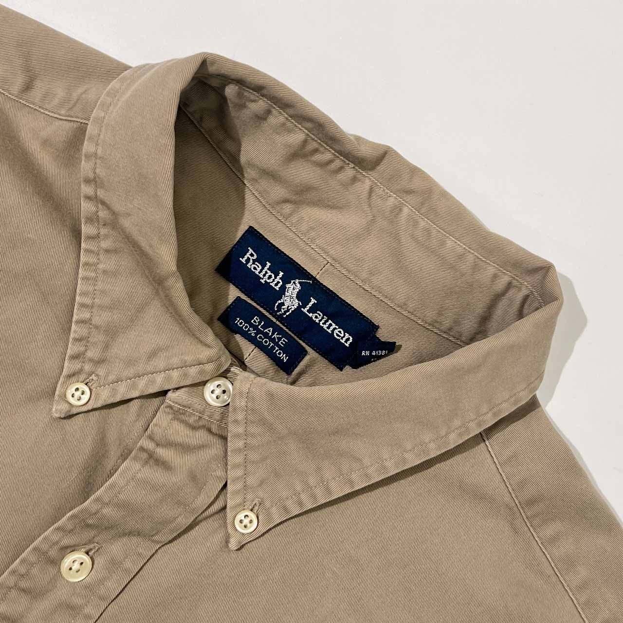 90s Ralph Lauren ラルフローレン BLAKE BD ボタンダウン 長袖シャツ LL/ベージュ メンズ ビンテージ