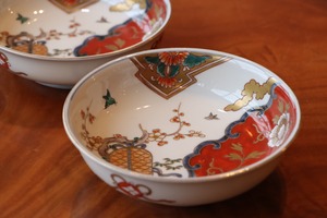 伊万里焼 色絵 虫籠松竹梅文 膾皿 ラスト１
