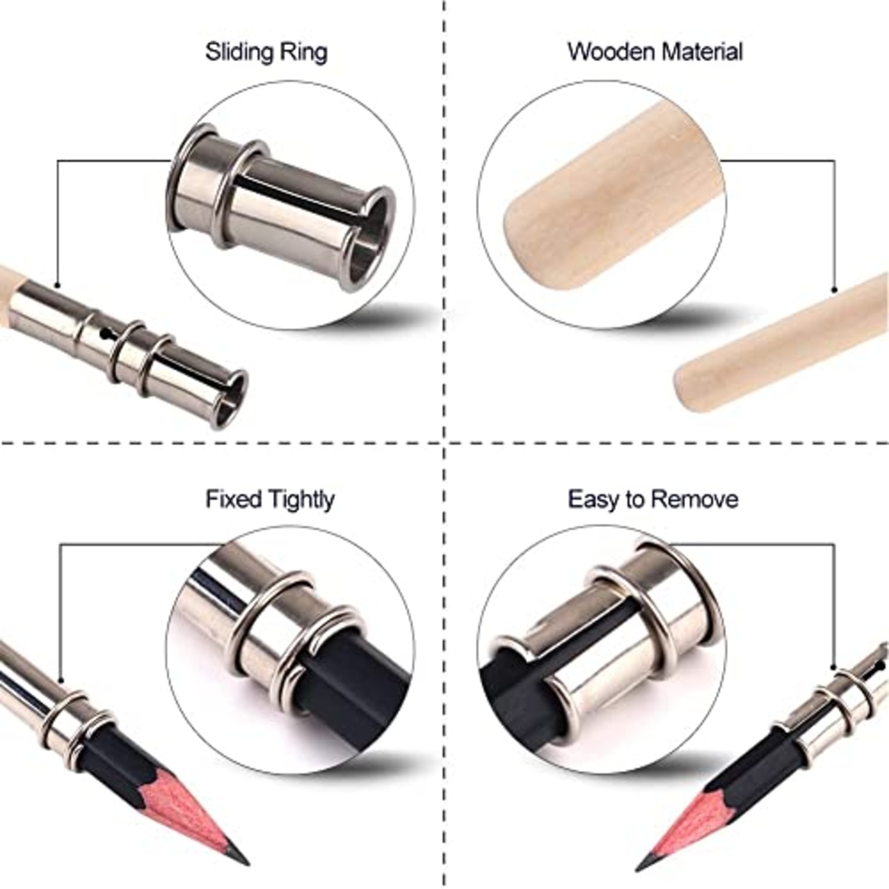 Anytoug ペンシルホルダー 延長 鉛筆ホルダー 鉛筆キャップ 鉛筆エクステンダー、鉛筆補助軸 短い鉛筆用 補助軸 鉛筆延長ホルダー、延長用 鉛筆キャップ 鉛筆ホルダー 補助軸(12個)