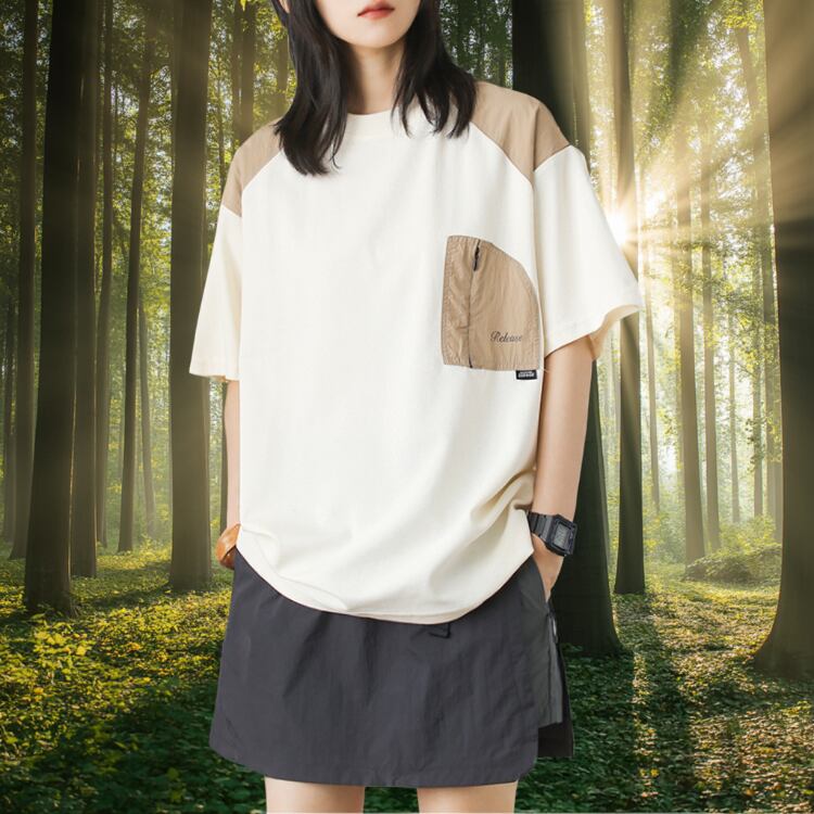 Patchwork Short Sleeve T-Shirt‐2col‐ A0452