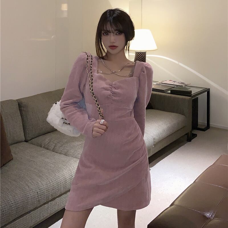 ラインストーンドレス レディース薄手スリーブアームカラースカート スクウェア ドラファッションホール60787270924