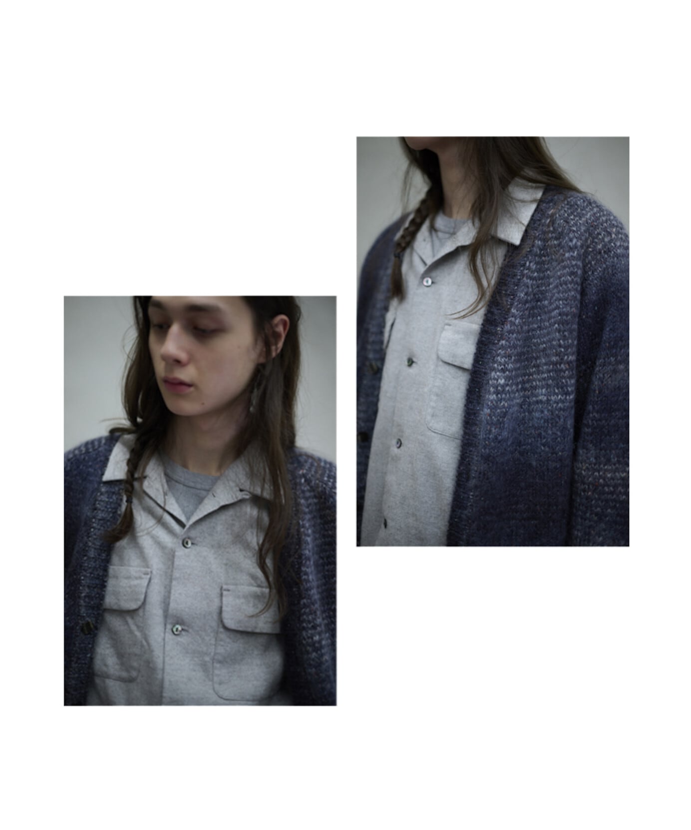 UNUSED / US2530 MOHAIR CARDIGAN (NAVY×GRAY) | AfterSchool