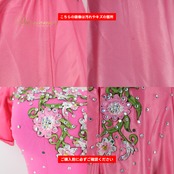 社交ダンス 衣装 ドレス ワンピース スタンダード ピンク系 ホワイト系 ラインストーン 緑 白 花 花モチーフ 刺繍 袖 光沢 高級感 デモ 競技用 ダンス衣装 イベント ステージ パーティー グリーン系