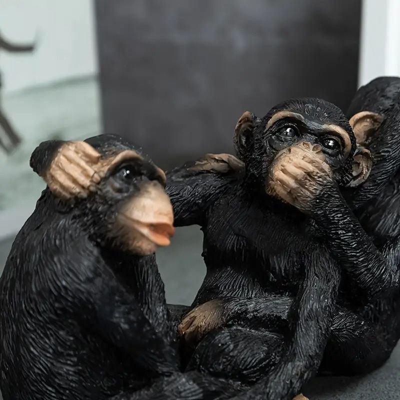 見ざる聞かざる言わざる 猿 置物 干支 木彫 ミニ 玄関 置き物 : 仏像