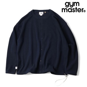 gym master ジムマスター 7.2oz ドライワッフルカーディガン 吸水速乾 メンズ クルーネック スナップボタン カーデ 春夏秋 ゆったり G833788 ネイビー