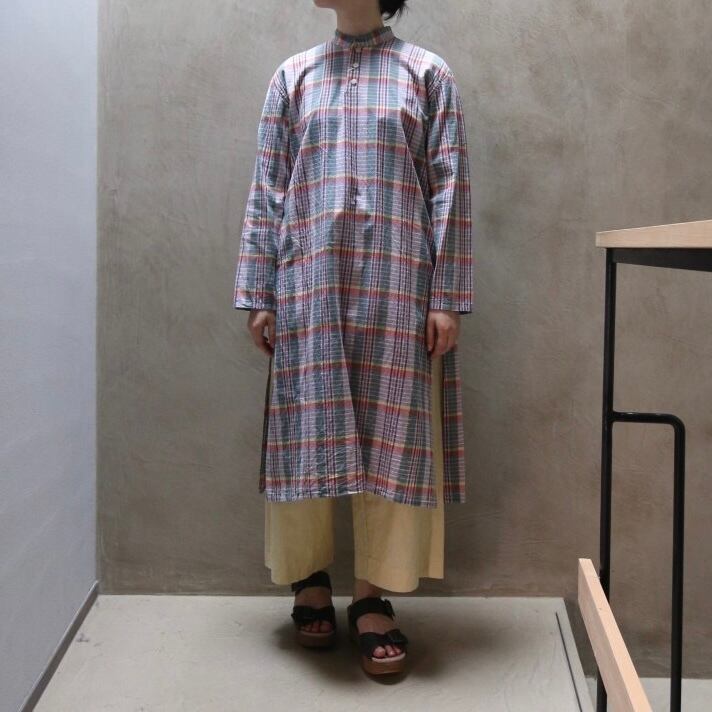 YAECA / ヤエカ KURTA SHIRT LONG /クルタ シャツ ロング #63140 GREEN CHECK